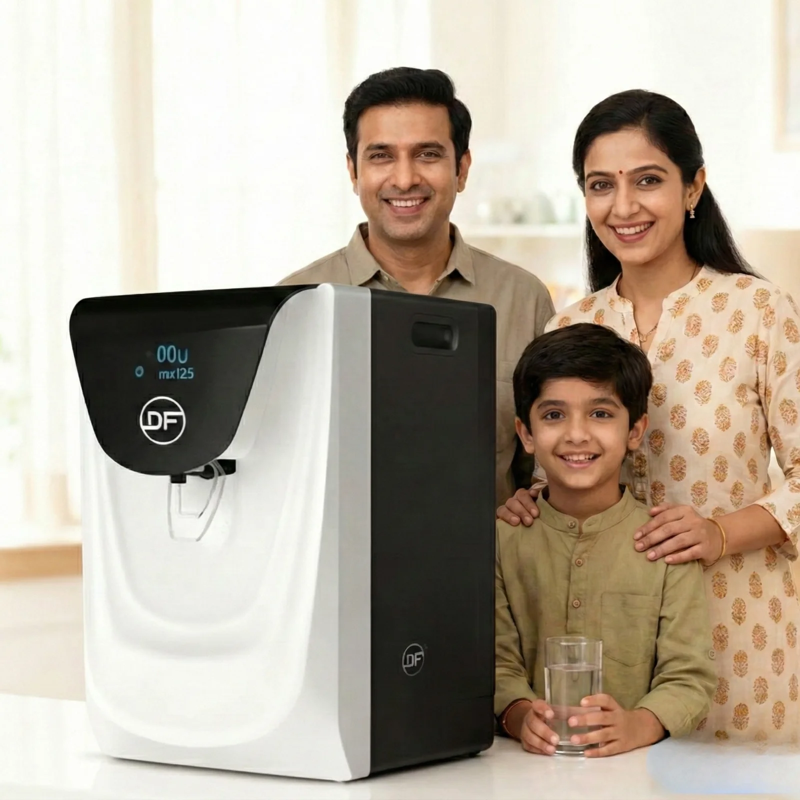 Family enjoying pure RO water at home